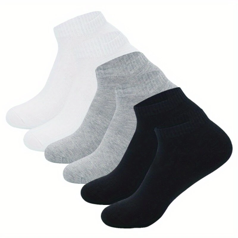 (image for) 6pairs Plus Size Men Cotton Socks Non Slip Sweat-absorbing Comfortable Low Cut Athletic Ankle Socks For Outdoor Cycling Running Daily Casual Short Socks Men