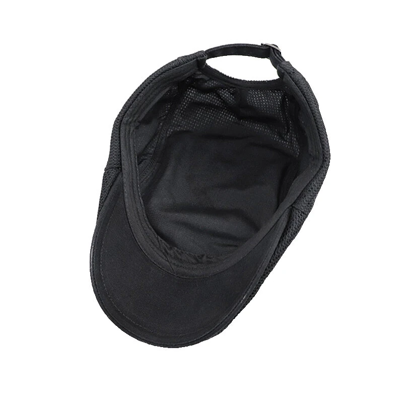 (image for) Collrown Breathable Beret Cap Men Mesh Fabric Flat Hat Newsboy Cap Driving Fishing Hat Peaked Cap Adjustable Cabbie Hat