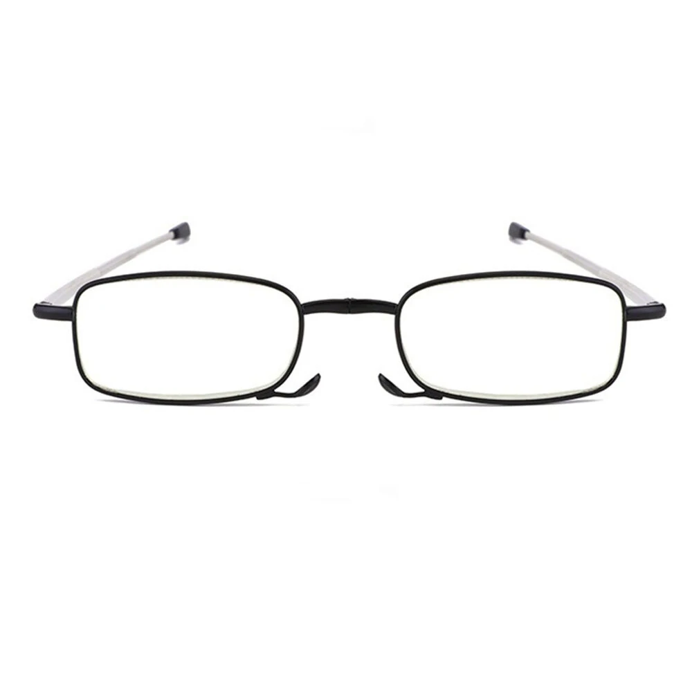 (image for) Foldable Reading Glasses Men Women Metal Frame Blue Light Resistant EyeGlasses with Bag Prescription Eyewear +1.5 To +3.5