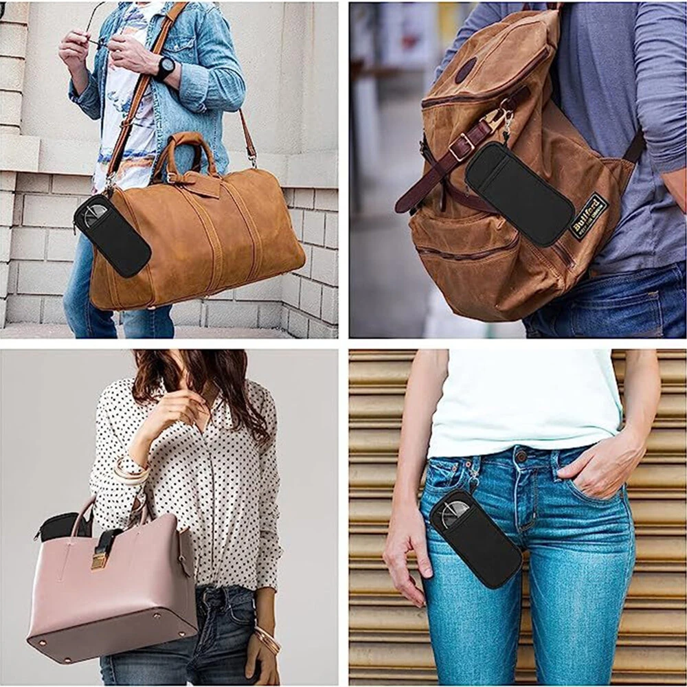 (image for) Portable Soft Zipper Glasses Bag with Buckle Lightweight Double Pockets Case can Store Mobile Phones, Headphones, Bank Cards Mini Storage Bag
